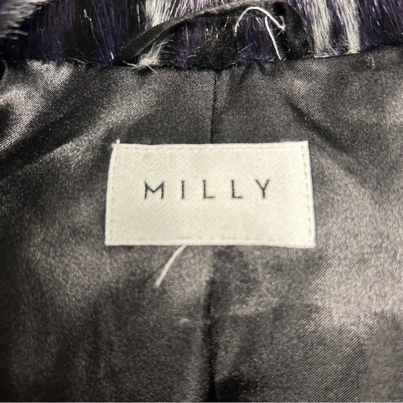Milly Windowpane Faux Fur Coat SZ M - Picture 6 of 8